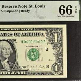 1988A $1 連邦準備銀行券 PMG 66EPQ - 誕生日ファンシー シリアル番号 00016000