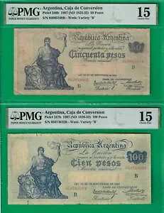 �A���[���`�� 50 & 100 �y�\ 1897 ND(1925-32)�AP246b & 247b�APMG Choice Fine *15*