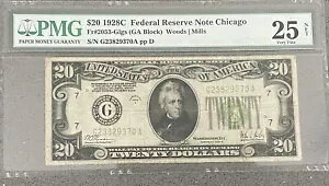 FR 2053-G FRN 1928-C VJS $20 PMG 25 VF lbgA 󏭉l