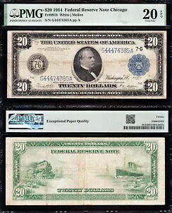 fGȑ_őN VF "TYPE B" 1914 $20 CHICAGO FRN Note PMG 20 EPQ! 74385A
