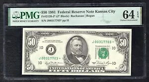 FRB 2120-J* 1981 $50 *X^[* AM JUXVeBA~Y[B PMG UNC-64EPQ C