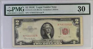 FR#1512,$ 2 1953C @ʉݎ PMG 30 VF(AA ubN) Oin/fB