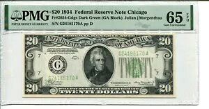 FR 2054-G 1934 $20 AM PMG 65 EPQ Ζ