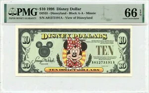 1998 $10 �f�B�Y�j�[ �h�� �~�j�[ �f�B�Y�j�[�����h DIS55 PMG Gem66 EPQ
