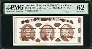 Giori Press Jefferson Test Note 1970 N㍠ RGJ7/4NSU PMG  62