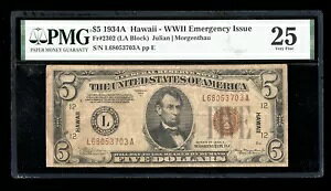 DBR 1934-A $5 FRN �n���C�_��2302 PMG 25 �V���A�� L68053703A