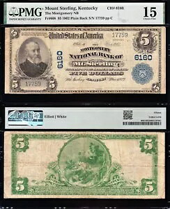 �f�G�� SCARCE Bold Choice Fine 1902 $5 �P���^�b�L�[�B�X�^�[�����O�R National Note! PMG15�I