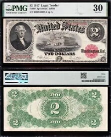 素晴らしいクリスプチョイス VF++ 1917 $2 "ブレスレット" 米国法定通貨メモ! PMG30！ 38989