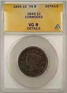 1845 �҂ݍ��݃w�A ���[�W �Z���g 1C �R�C�� - ���: ANACS VG 8 �ڍ� ���H B!