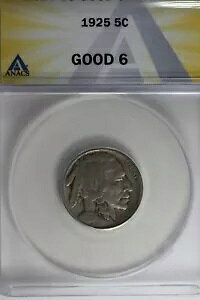 1925 .05 ANACS G 6 �o�b�t�@���[ �j�b�P���A�C���f�B�A�� �j�b�P���A5 �Z���g �s�[�X