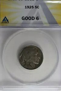 1925 .05 ANACS G 6 �o�b�t�@���[ �j�b�P���A�C���f�B�A�� �j�b�P���A5 �Z���g �s�[�X