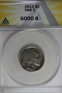 1913 .05 ANACS G 6 VAR 1 �o�b�t�@���[ �j�b�P���A�C���f�B�A�� �j�b�P���A5 �Z���g �s�[�X