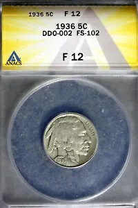 1936 - ANACS F12 DDO-002 FS-102 obt@[ jbP! #B24815