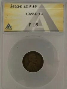 1922 D 1C �f���o�[ �~���g �����J�[�� �E�B�[�g �y�j�[ - �R�C�� �O���[�h ANACS F 15
