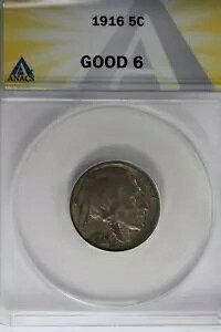1916 .05 ANACS G 6 �o�b�t�@���[ �j�b�P���A�C���f�B�A�� �j�b�P���A5 �Z���g �s�[�X