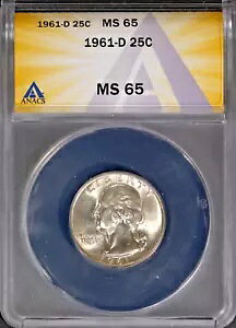 1961-D �V���o�[ 25c ���V���g���{�� MS 65 ANACS # 7603426 + �{�[�i�X