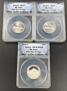 3�R�C���Z�b�g 2010 P D S �N�H�[�^�[ 25c �}�E���g�t�[�h �������s ANACS MS67 PF70 ATB