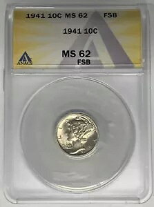 1941 �}�[�L�����[ �_�C�� 10c �R�C�� ANACS MS 62 FB �̕������h�����ǂ�