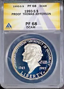 1993-S $1 Vo[ WFt@[\ vt@C PF 68 DCAM ANACS # 7622364 + {[iX