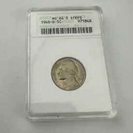 1940-D ジェファーソン ニッケル 5C ~ 5 ステップ ~ MS64 古い ANACS ソープボックス ホルダー