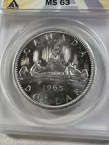 1965 �J�i�_ $1 ��� ANACS �O���[�h MS 63 �^�C�v 3 ���[�W �r�[�Y �u�����g 5