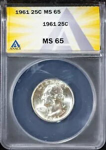 1961 25c �V���o�[ ���V���g�� �N�H�[�^�[ MS 65 ANACS # 7695797 + �{�[�i�X