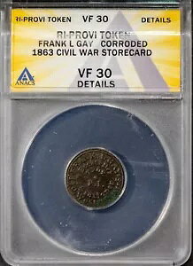 1863 CWT RI-Provi tN L. QC XgA J[h VF 30 ڍ ANACS # 7668356 + {[iX