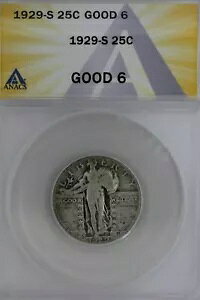 1929-S .25 ANACS G 6 �X�^���f�B���O ���o�e�B �N�H�[�^�[�A���o�e�B 25 �Z���g
