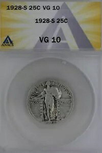 1928-S .25 ANACS VG 10 �X�^���f�B���O ���o�e�B �N�H�[�^�[�A���o�e�B 25 �Z���g