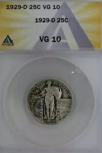 1929-D .25 ANACS VG 10 �X�^���f�B���O ���o�e�B �N�H�[�^�[�A���o�e�B 25 �Z���g