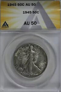 1945 50C ANACS AU50 �E�H�[�L���O ���o�e�B�A���f�B ���o�e�B �n�[�t�A0.50