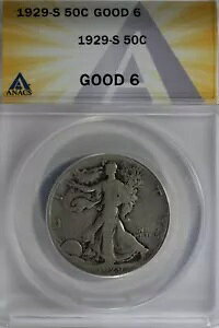 1929-S 50C ANACS G6 �E�H�[�L���O ���o�e�B�A���f�B ���o�e�B �n�[�t�A0.50