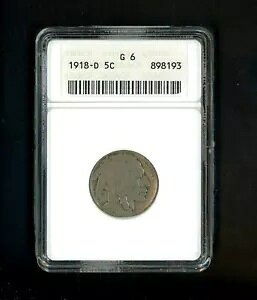 1918 D US obt@[ jbP 5c .05 ANACS G6