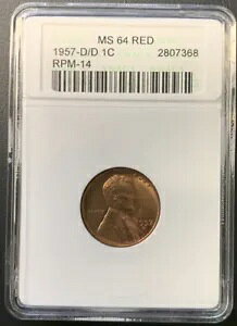 1957 D D/D J[ EB[g Zg RPM-14! ANACS MS64RED 7368 ENN RC!