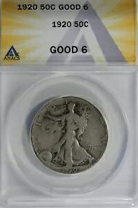 1920 50C ANACS G6 �E�H�[�L���O ���o�e�B�A���f�B ���o�e�B �n�[�t�A0.50