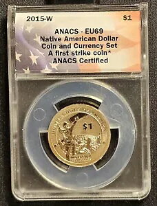 2015 W $1 ネイティブ アメリカン ドル FIRST STRIKE ANACS EU69 強化非流通