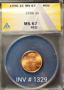 LINCOLN CENT 1996-P- ANACS �F�� MS67 #1329 �����͐����ɂ���܂�
