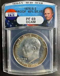 ANACS 1976-S PR69DCAM PF69 AC[n[ IKE h 1 h A Vo[ 40% F S3