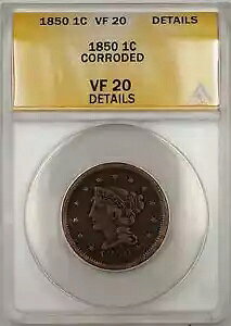 1850 �҂ݍ��݃w�A ���[�W �Z���g 1C �R�C�� ANACS VF 20 �f�B�e�[�� ���H