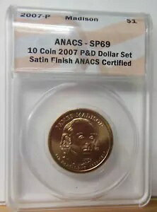 2007-P James Madison Golden Dollar Anacs SP69 �T�e���d�グ *�قڊ����ȃR�C��*