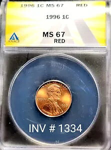 LINCOLN CENT 1996-P- ANACS �F�� MS67 #1334 �����͐����ɂ���܂�