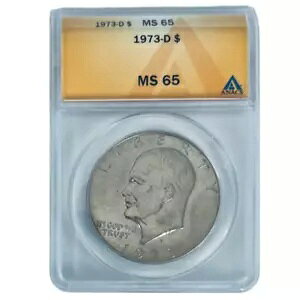 1973-D $1 �A�C�[���n���[ �h�� MS 65 ANACS �~���g �X�e�[�g �W�F�� �P�[�X �R�C��