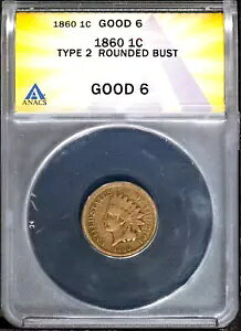 1860 1c �^�C�v 2 ���E���h �u���X�g �� �j�b�P�� G 6 ANACS # 7670553 + �{�[�i�X