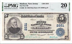$5 1902 PB National MADISON j[W[W[ j[W[W[B uPMG 20 Very Fine!vVOXI