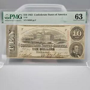 1863 $10 T-59 R PMG MS63 n}[Jbg LZς݃XeC