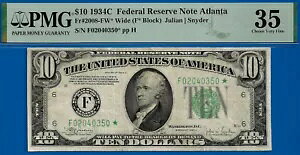 1934C $10 �A�M������ PMG 35 �A�g�����^ �X�^�[ Fr 2008-FW