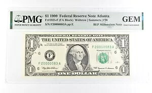 PMG GEM 1999 $1 GA US FRN BEP �~���j�A���m�[�g Fr#1925-F LOW �V���A�� 2 �� *1039