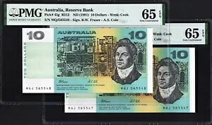 I[XgA 2 x 10 h P45g R313 1991 tCU[ R[ PMG65 WF UNC EPQ m[g Zbg