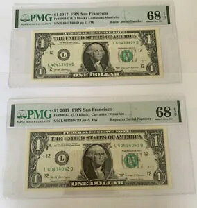 PMG-68 $1 2017 FRN �T���t�����V�X�R �u���b�N LD ���[�_�[����у��s�[�^�[ �V���A���ԍ�