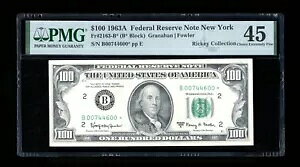 DBR 1963-A $100 FRN �j���[���[�N �X�^�[�_��2163-B* PMG 45 �V���A�� B00744600*